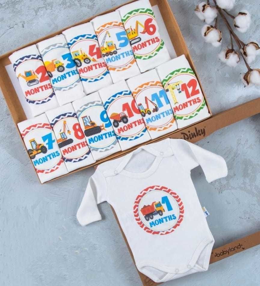 Kamyon Baskılı 12'li Uzun Kollu Çıtçıtlı Badi Bebek Set