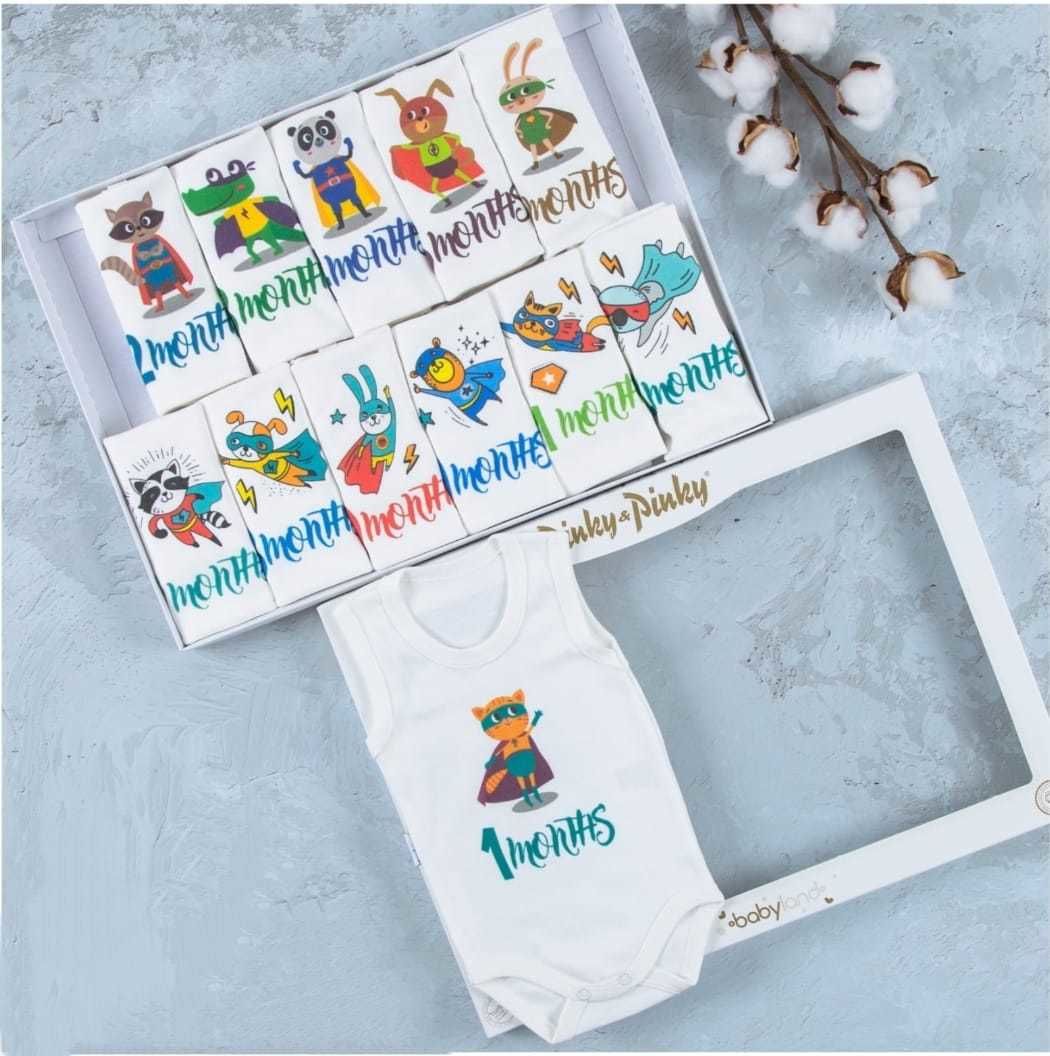 Heroes Baskılı 12'li Atlet Çıtçıtlı Badi Bebek Set