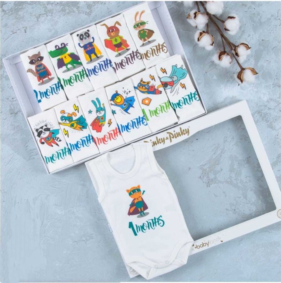 Heroes Baskılı 12'li Atlet Çıtçıtlı Badi Bebek Set