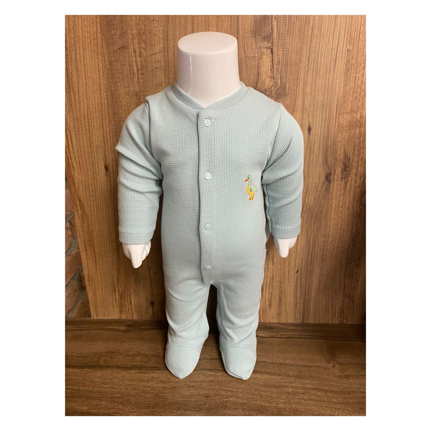 Ördek Desenli %100 Pamuk  Bebek Tulum  Mint Yeşil