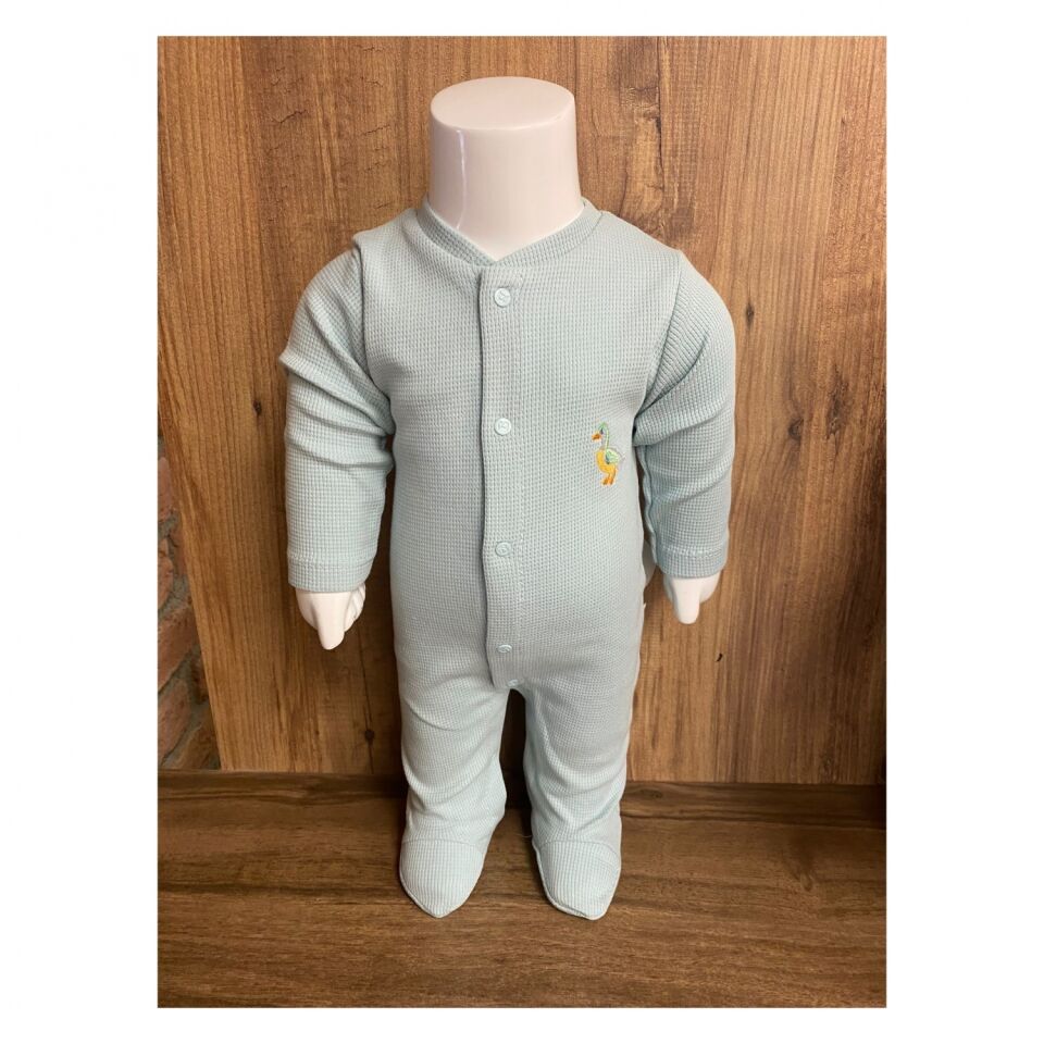 Ördek Desenli %100 Pamuk  Bebek Tulum  Mint Yeşil