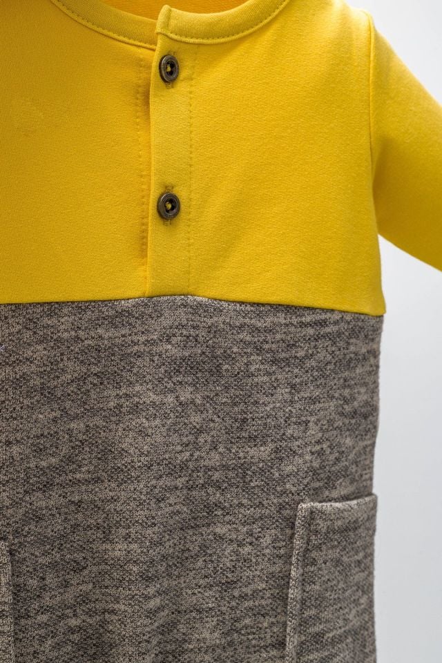 King Şapkalı Bebek Tulum Sarı