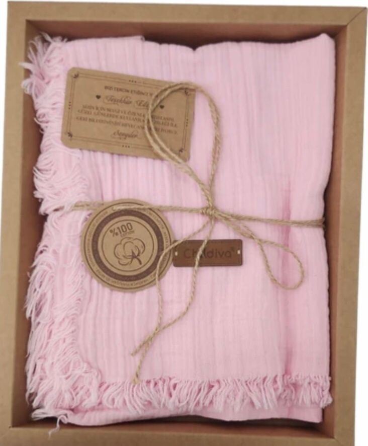 Müslin 2 Kat Yumuşacık Bebek Battaniyesi Mavi