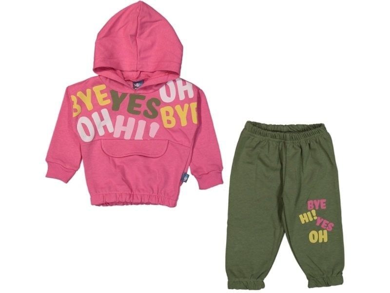 Yes Baskılı Kapşonlu Alt Üst Bebek Takım