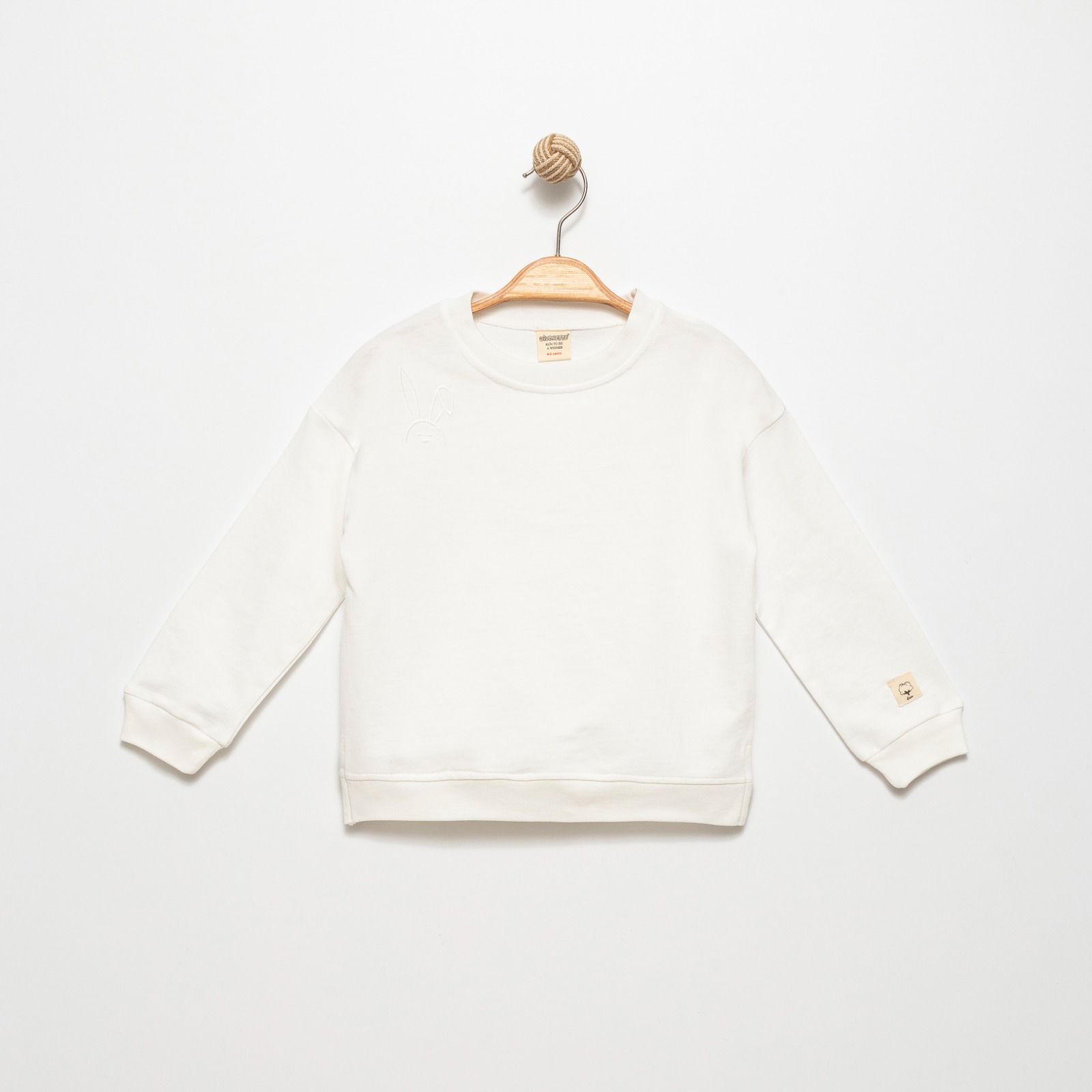 Tavşan Detaylı %100 Pamuk Uzun Kollu Kız Çocuk Sweat