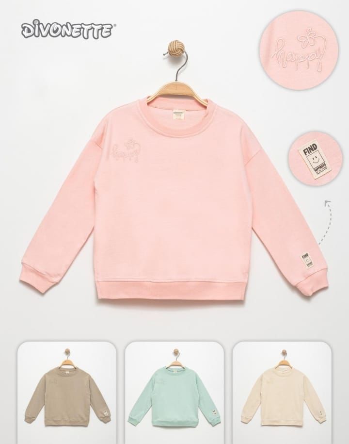 Happy İşlemeli Uzun Kollu %100 Pamuk Kız Çocuk Sweat