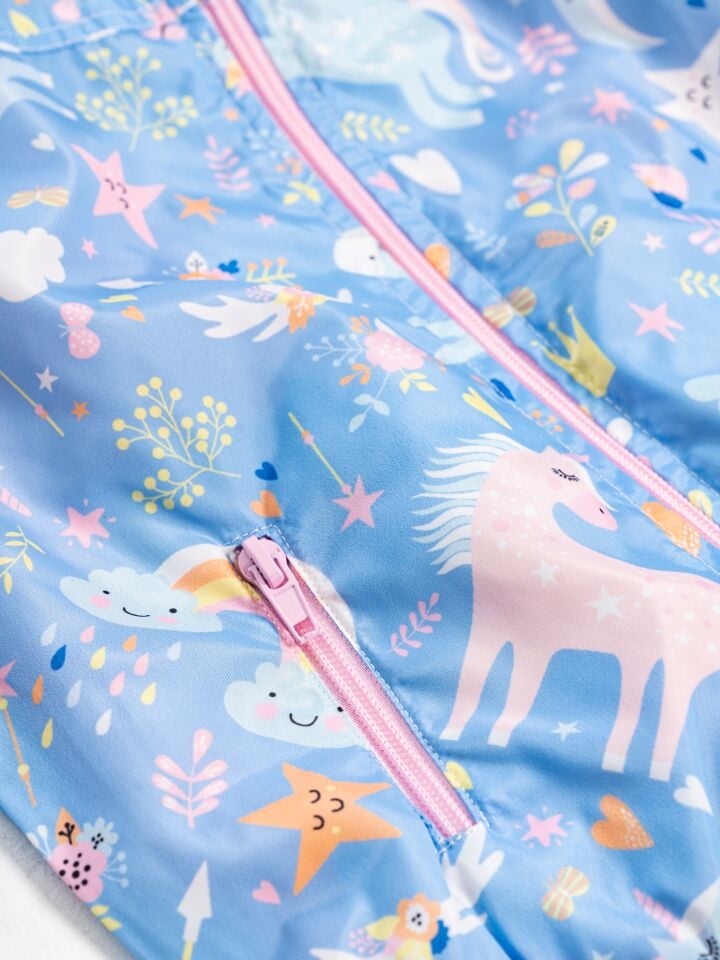 Kapüşonlu Unicorn Çocuk Yağmurluk Penye Pamuk Astarlı