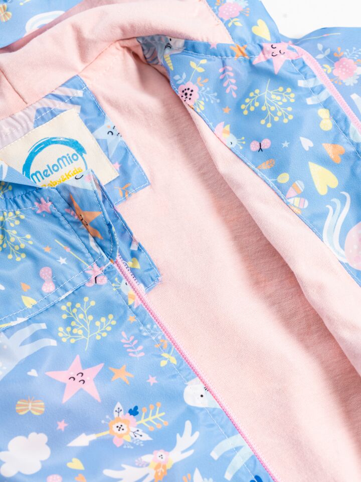 Kapüşonlu Unicorn Çocuk Yağmurluk Penye Pamuk Astarlı