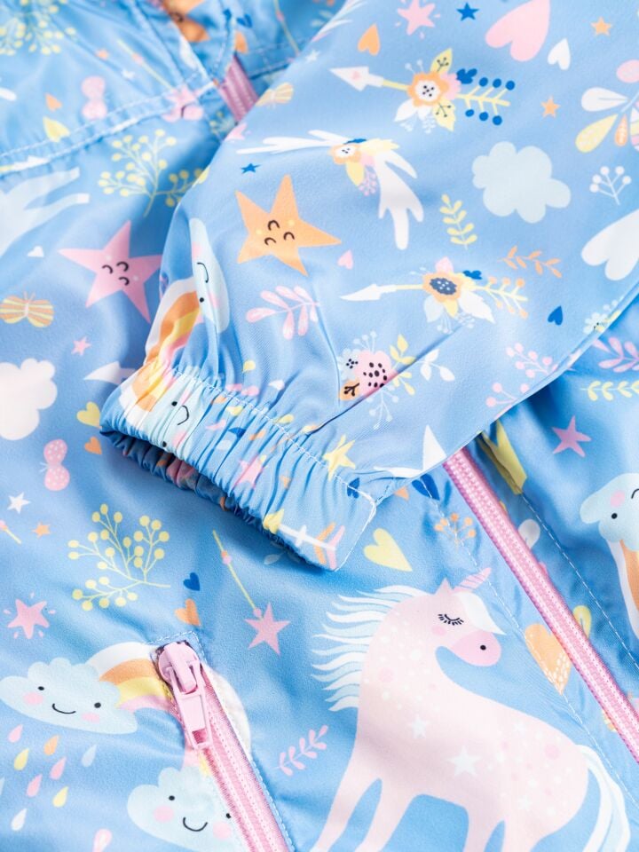 Kapüşonlu Unicorn Çocuk Yağmurluk Penye Pamuk Astarlı