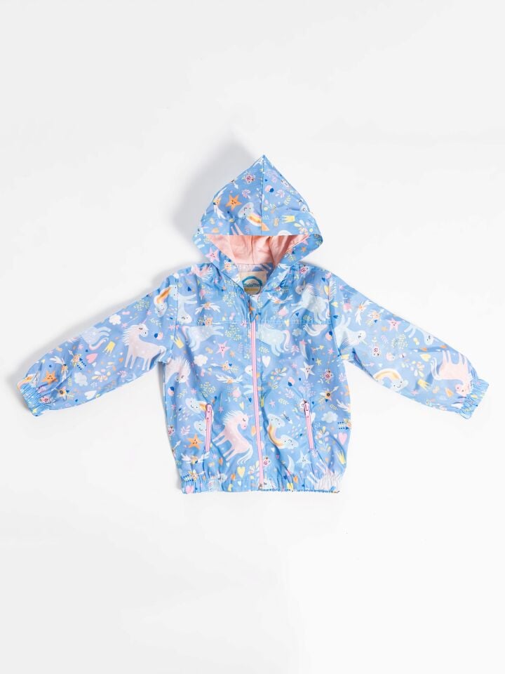 Kapüşonlu Unicorn Çocuk Yağmurluk Penye Pamuk Astarlı