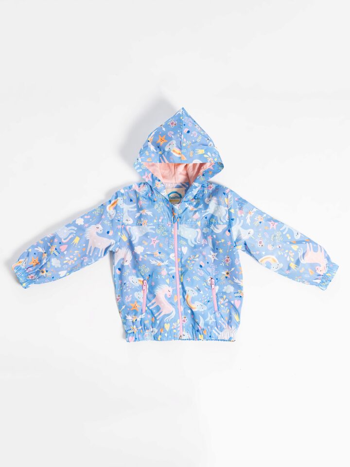 Kapüşonlu Unicorn Çocuk Yağmurluk Penye Pamuk Astarlı
