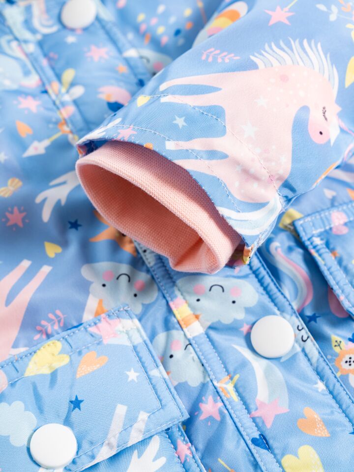 Unicorn Çocuk Yağmurluk Penye Pamuk Astarlı Çıtçıtlı
