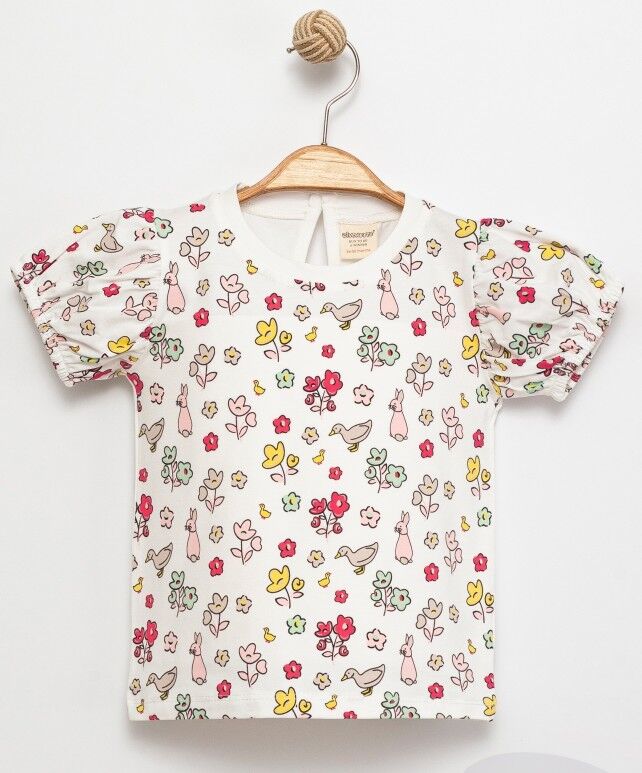 Çiçekli Kısa Kollu Tshirt