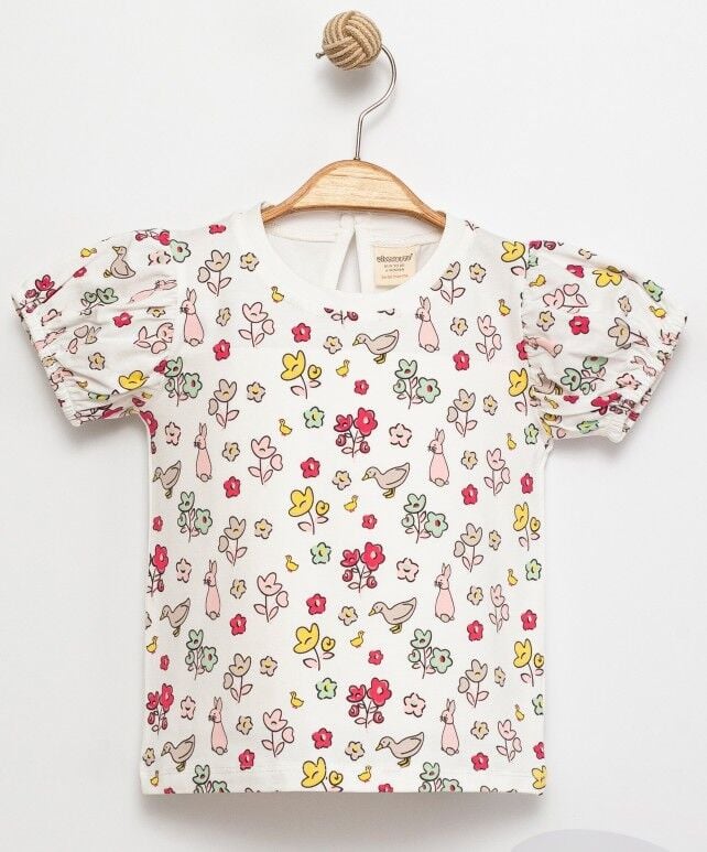 Çiçekli Kısa Kollu Tshirt