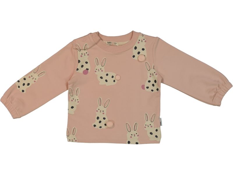 Kız Bebek Tavşan Baskılı Ponponlu Sweatshirt