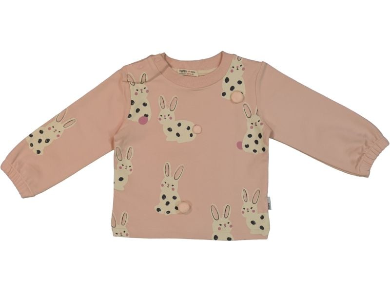 Kız Bebek Tavşan Baskılı Ponponlu Sweatshirt
