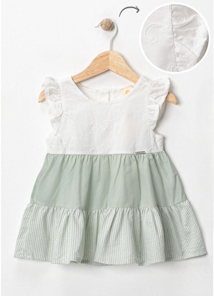 Kız Çocuk Elbise Beyaz/Yeşil
