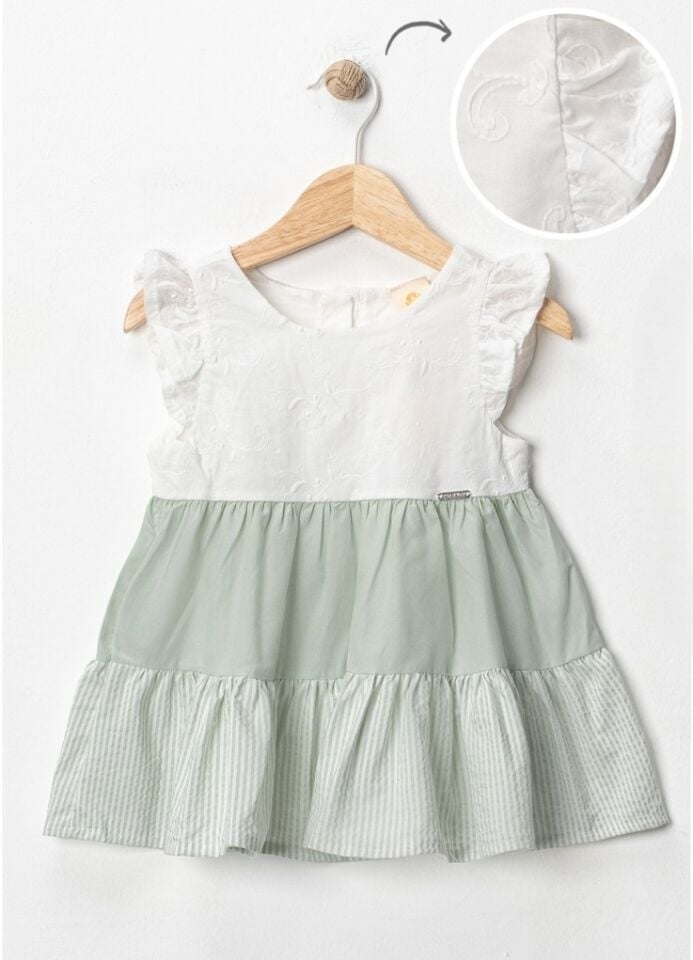 Kız Çocuk Elbise Beyaz/Yeşil