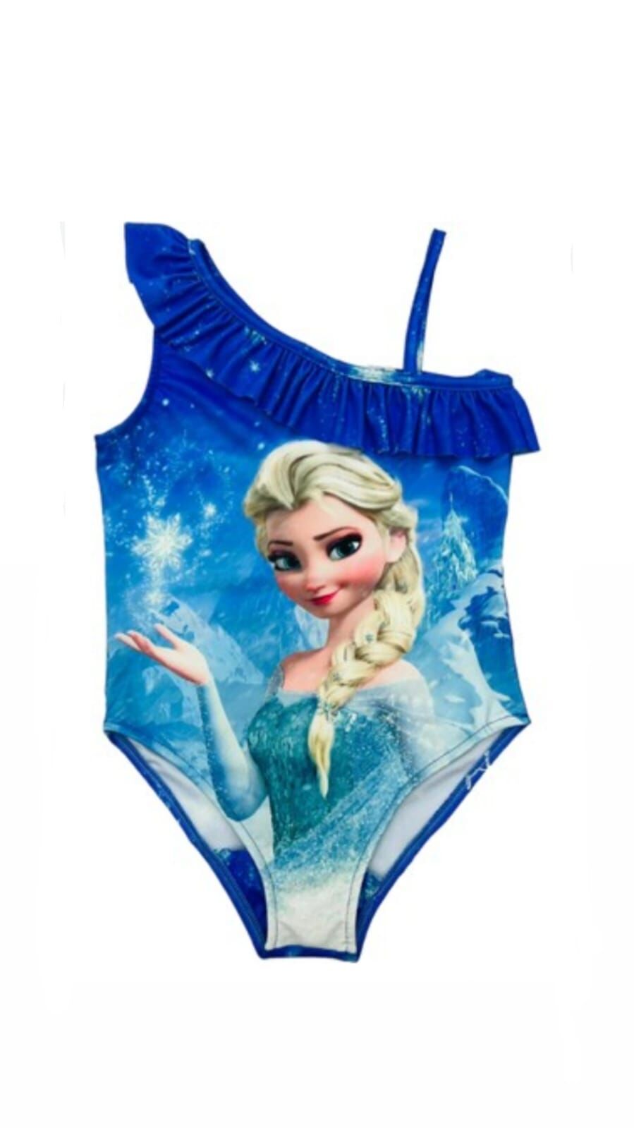 Elsa Desenli Tek Omuz UV Korumalı Kız Çocuk Mayosu