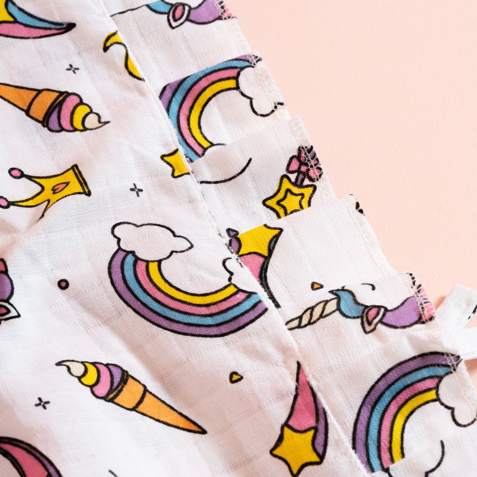 Organik Müslin Panço Bebek Çocuk Plaj Panço Unicorn