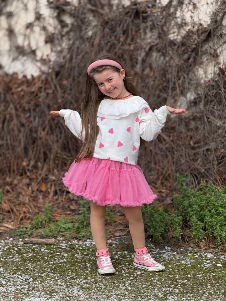 Yaka Detaylı Kalpli Tütü Etekli Takım