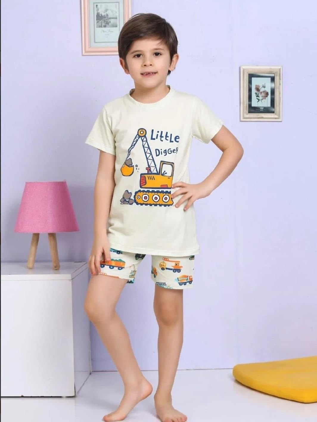 İş Makinalı Terletmez Şortlu Pijama Takımı