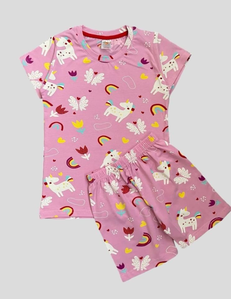 Unicorn Desenli Terletmez Şortlu Pijama Takımı 9-10 Yaş