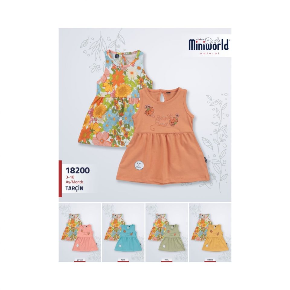 Desenli Kız Bebek Elbise 2'li