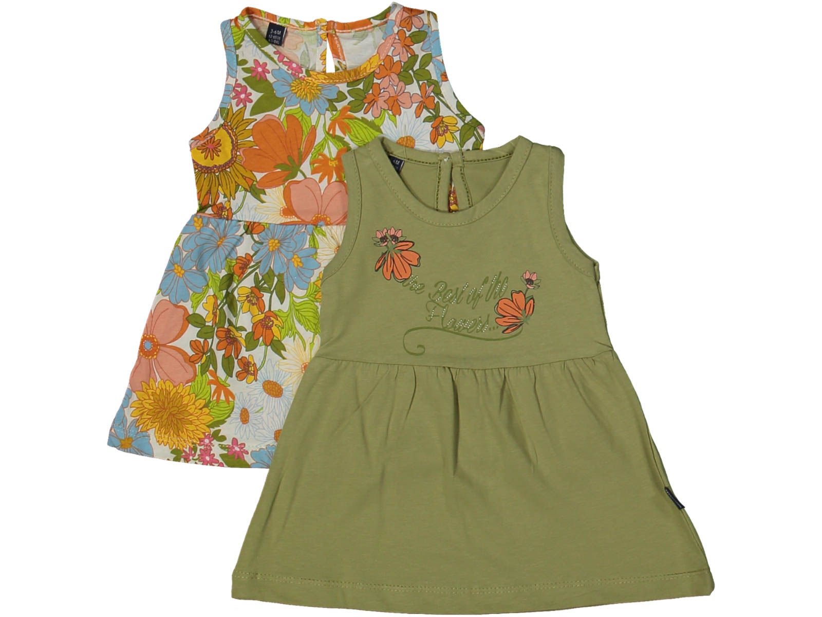 Desenli Kız Bebek Elbise 2'li