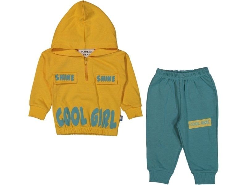 Nazar Baby Cool Girl  Baskılı Nakışlı Alt Üst Bebek Takım 2'li 12-18