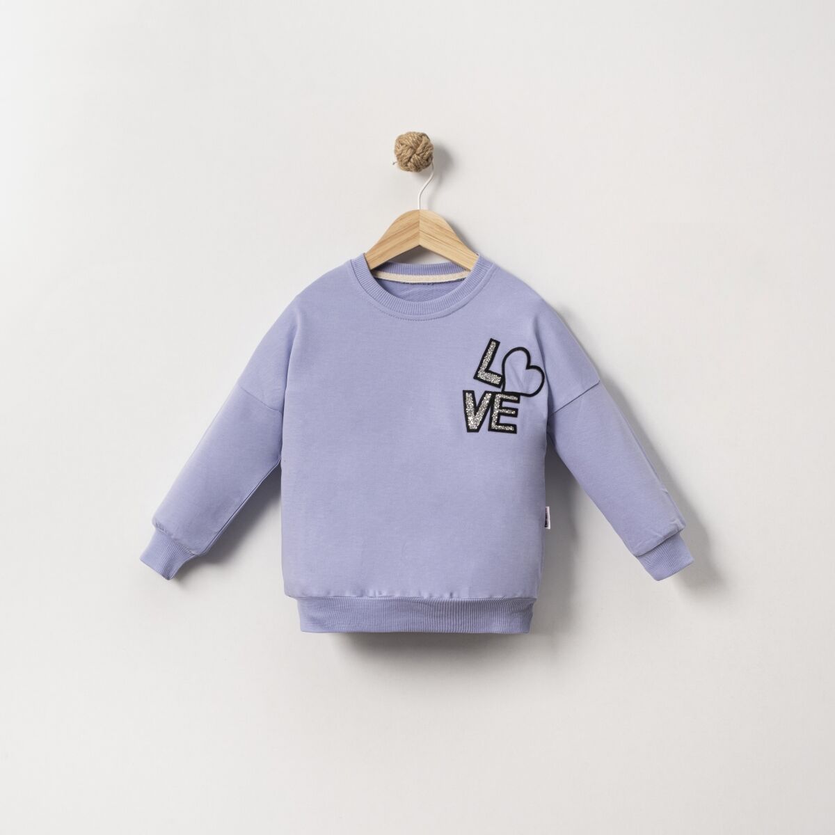 Love Simli Bakılı Oversize Kız Çocuk Sweatshirt