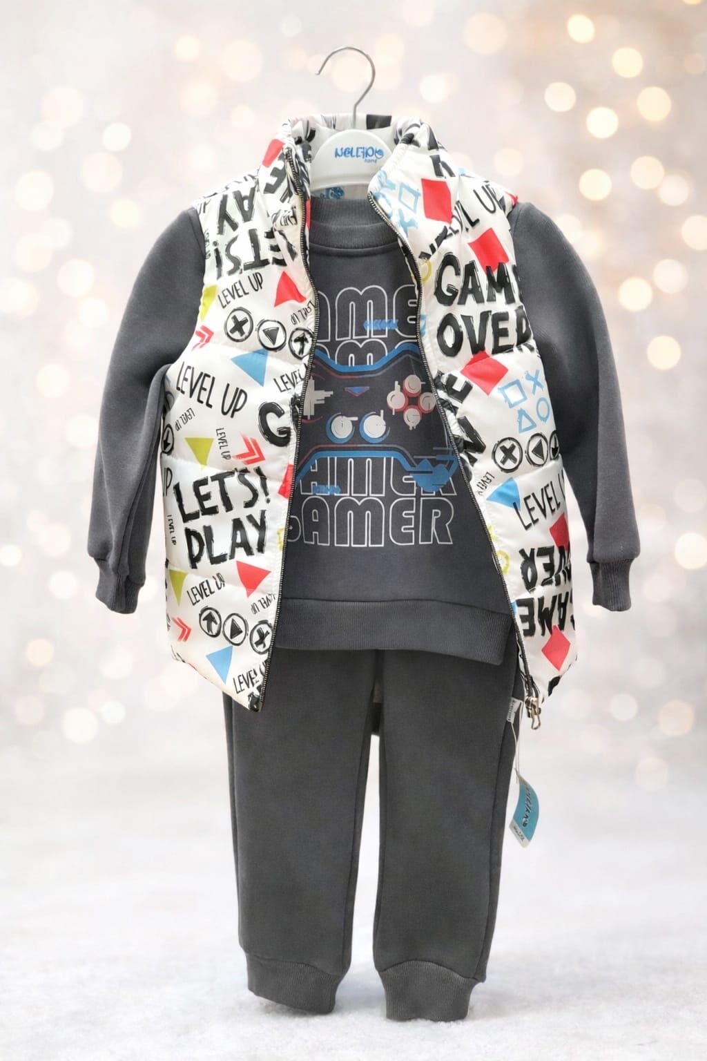 Game Baskılı Yelekli Erkek Çocuk 3 Lü Takım