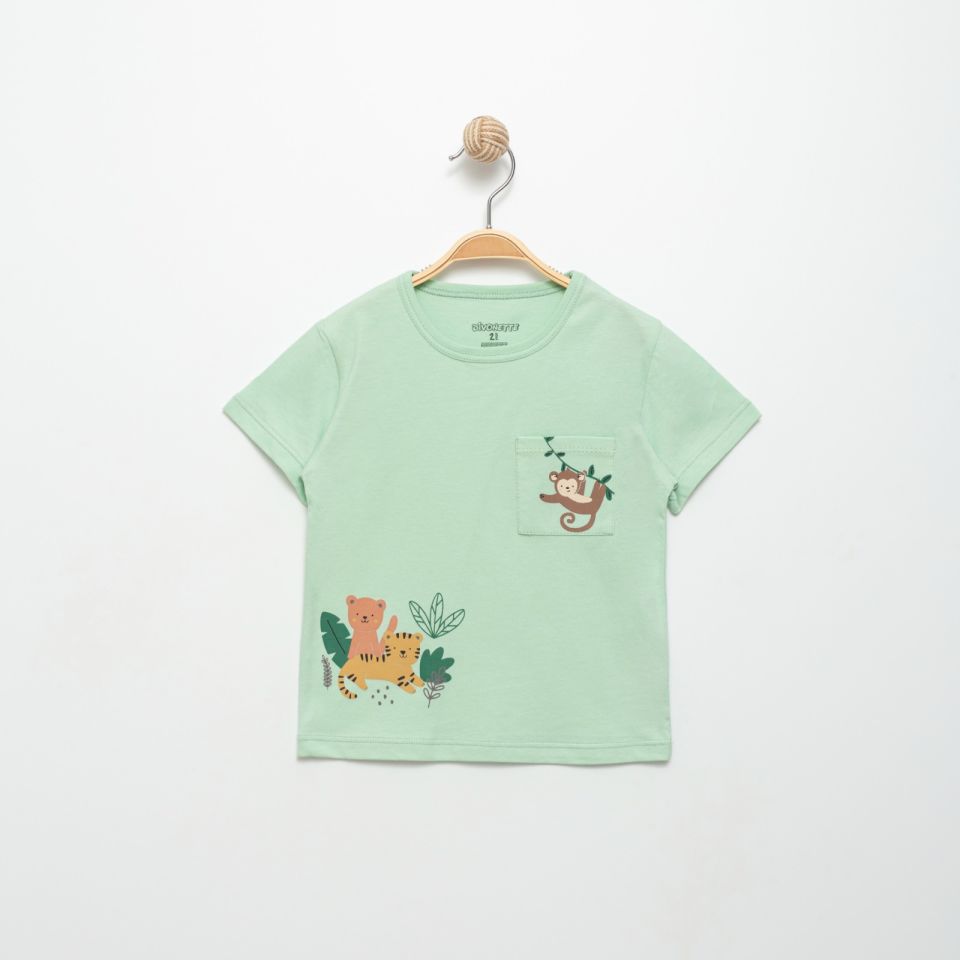 Sevimli Hayvanlar Baskılı Pamuklu Tshirt