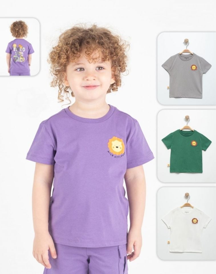 Aslan Baskılı %100 Pamuk Terletmez Tshirt