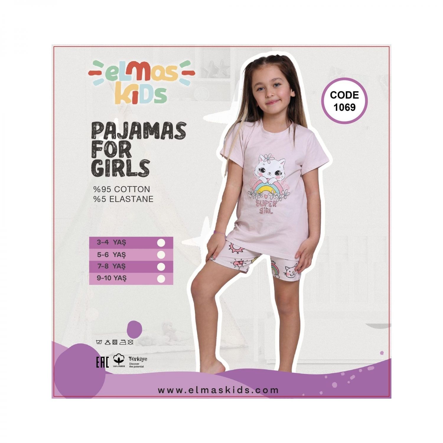 Kedi Desenli Terletmez Şortlu Pijama Takımı