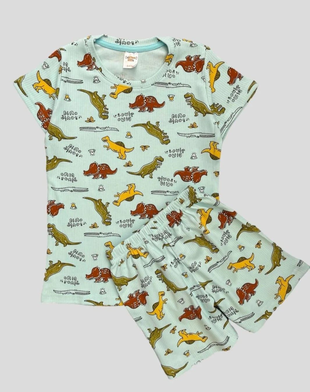 Dinazor Desenli Pamuklu Şortlu Pijama Takım
