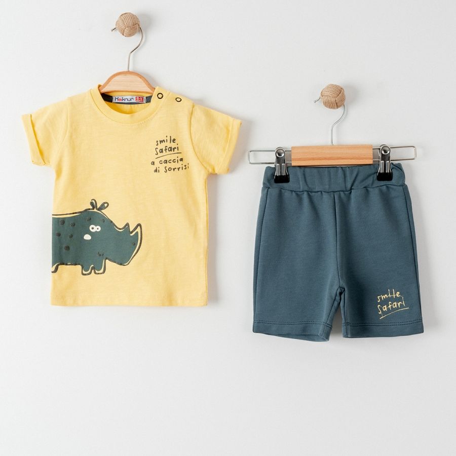 Gergedan Desenli 2'li Şortlu Takım