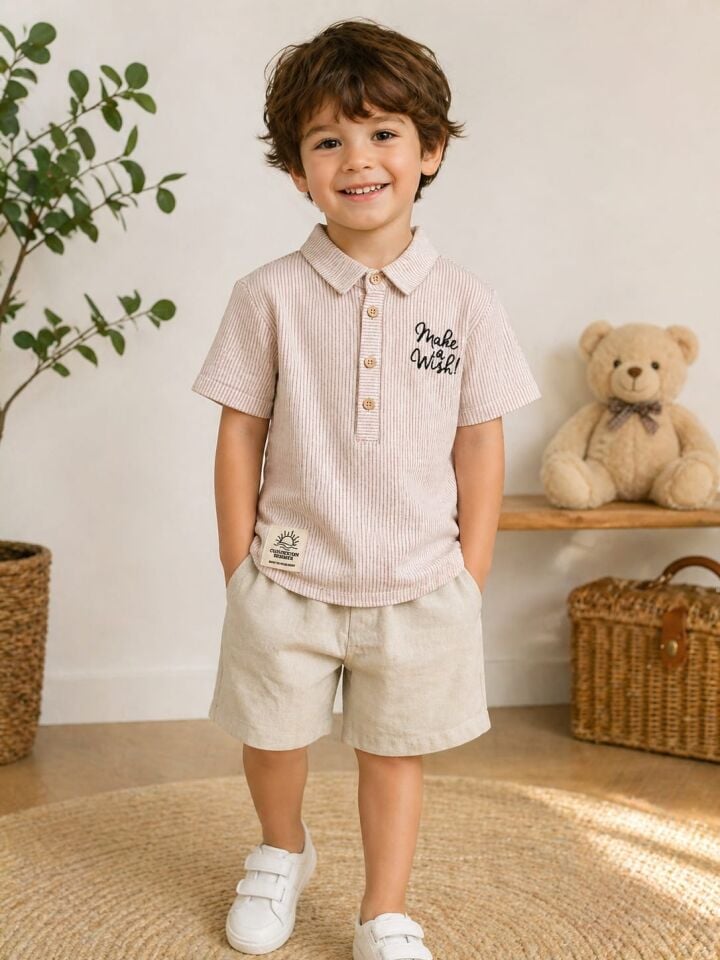 Çizgili Polo Tasarım Şortlu Takım