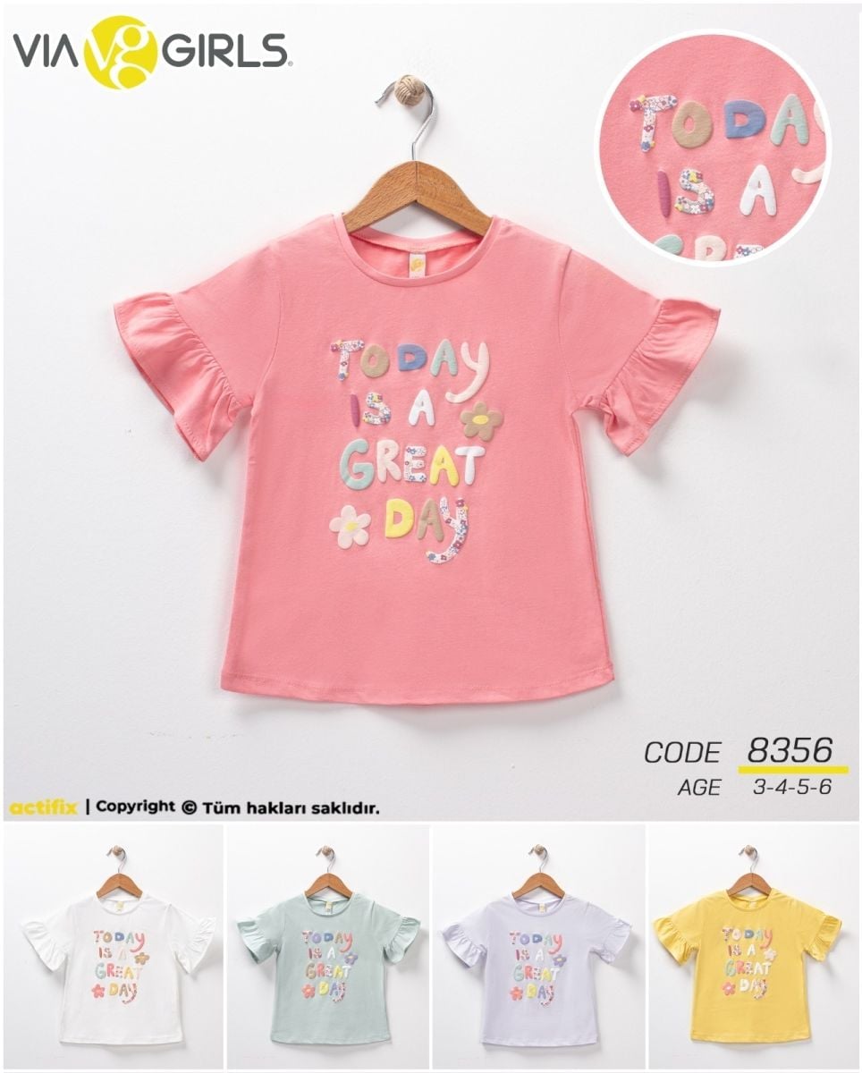 Fırfırlı Kısakollu Kız Tshirt