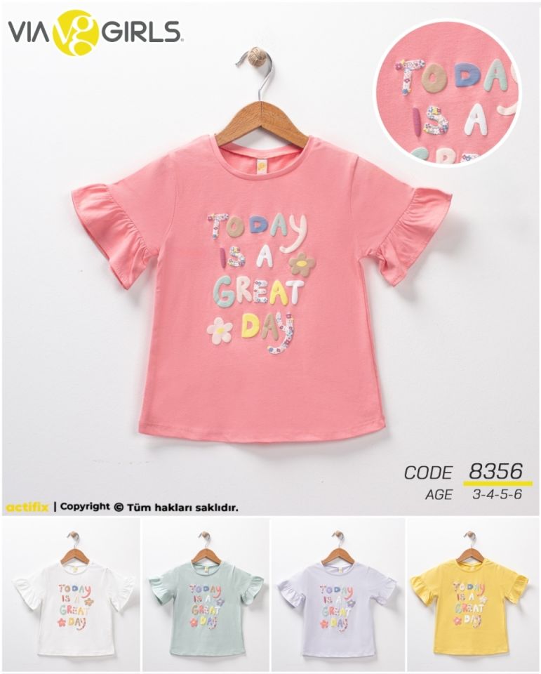 Fırfırlı Kısakollu Kız Tshirt