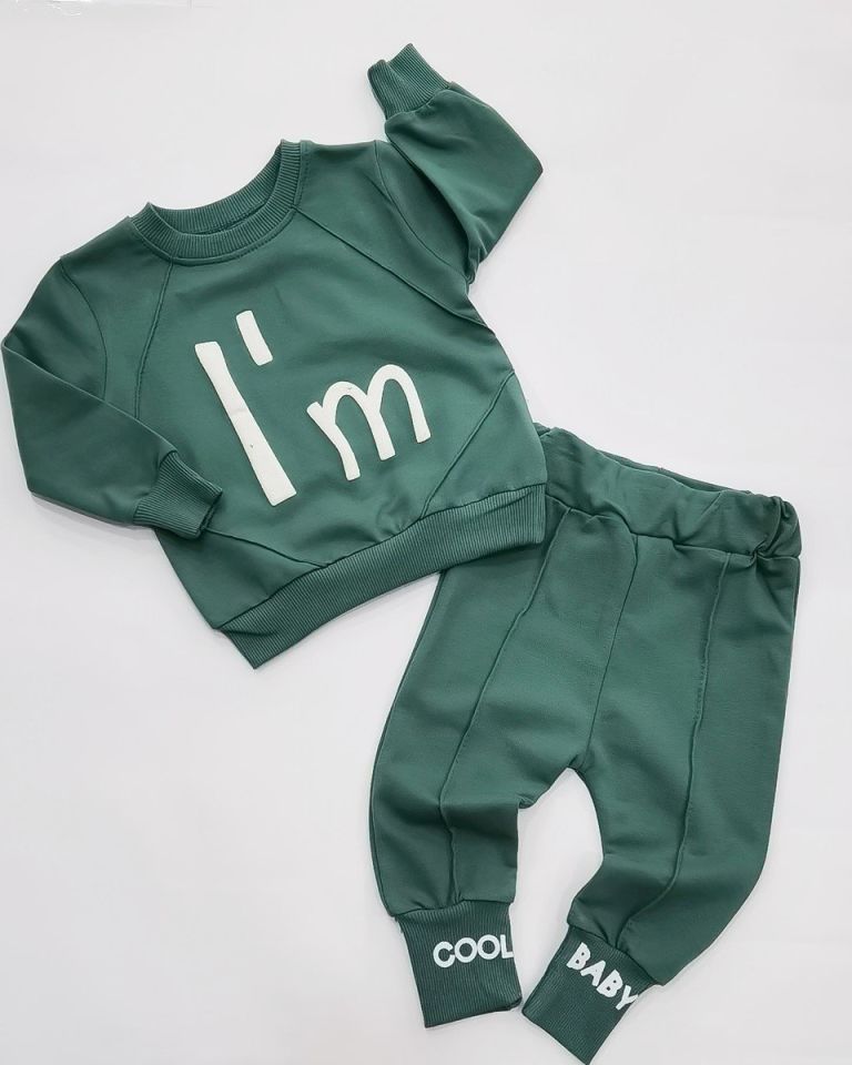 Zeo Kids I'm Cool Baby Baskılı Alt Üst Bebek Takım 2'li 9-12