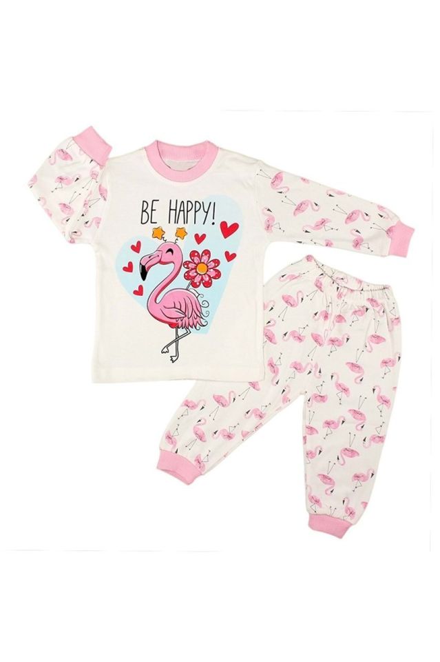 Süpermini Flamingo Baskılı Çocuk Pijama Takımı 3 Yaş
