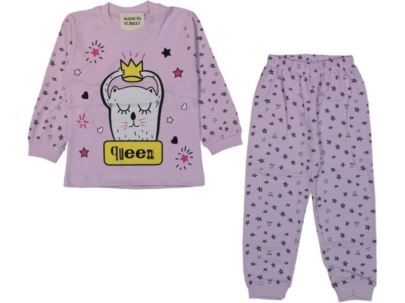 Süpermini Yıldızlı Taçlı Çocuk Pijama Takımı 5 Yaş