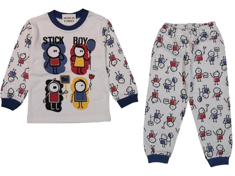 Süpermini Çöp Çocuk Desenli Çocuk Pijama Takımı 1 Yaş