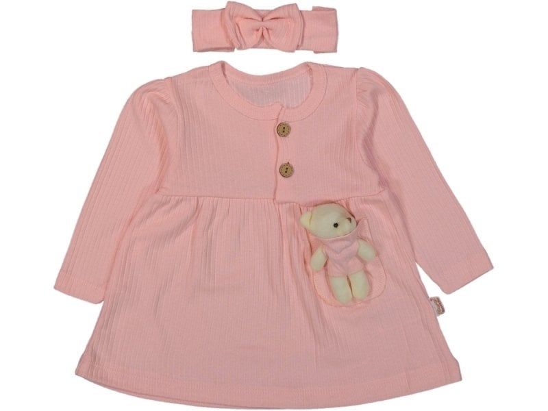 Beyaz Baby Filamlı Ayıcıklı Bebek Elbise 12-18