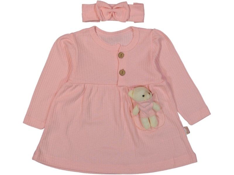 Beyaz Baby Filamlı Ayıcıklı Bebek Elbise 18-24