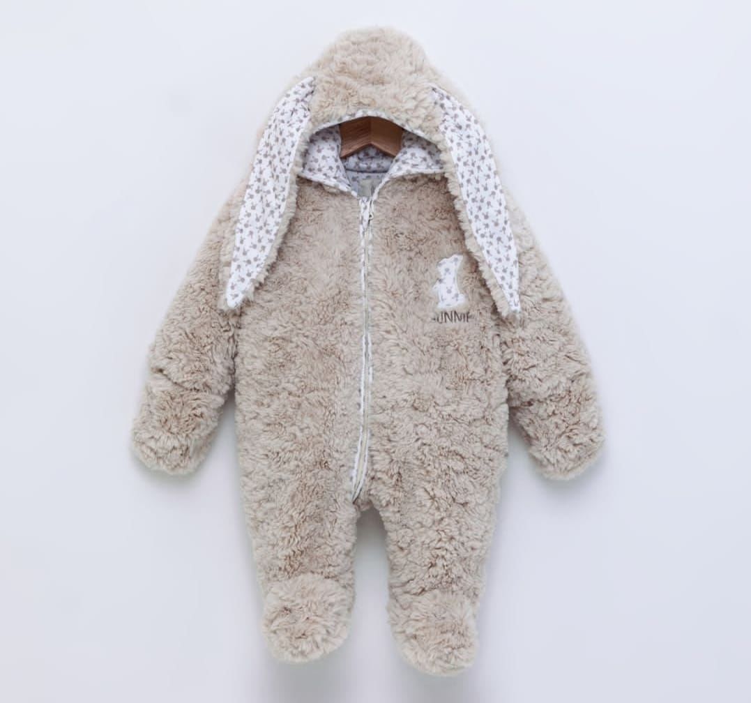 Peluş Yumuşacık Eldivenli Bebek  Dış Giyim Tulumu