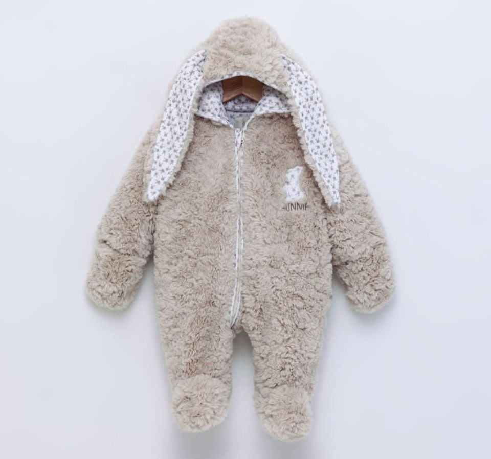 Peluş Yumuşacık Eldivenli Bebek  Dış Giyim Tulumu
