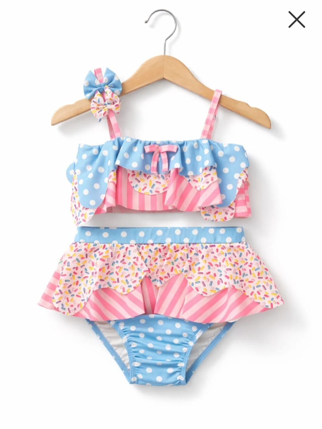 Dondurma Desenli Kız Çocuk Bikini Takım Havuz Deniz Mayo Seti