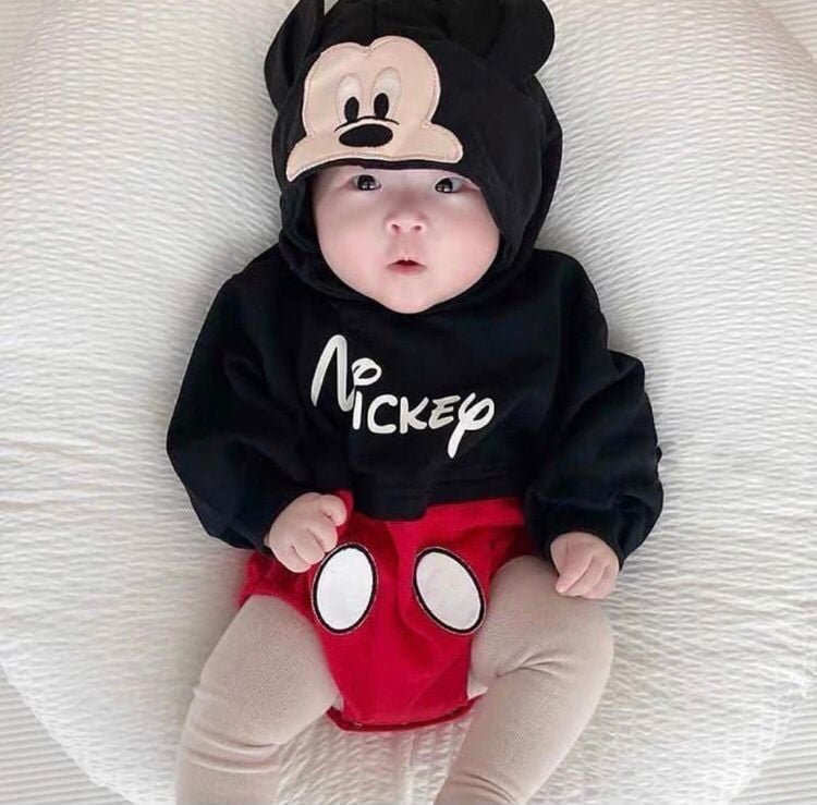 Mickey Fare Baskılı Bebek Badi